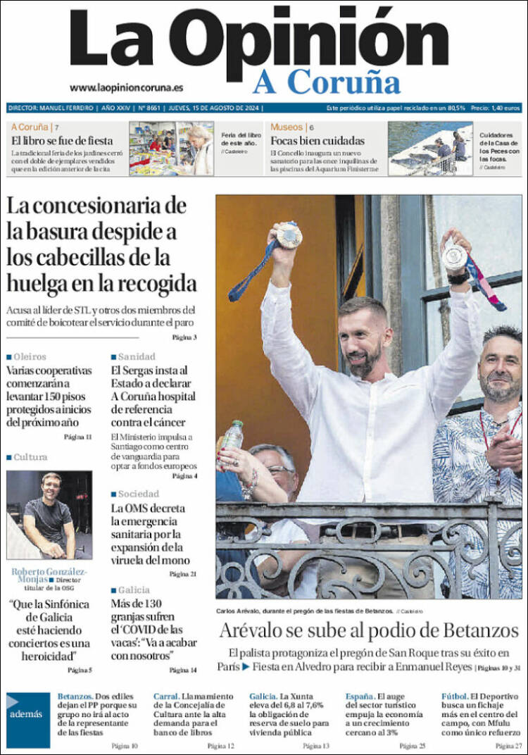 Portada de La Opinión de A Coruña (España)