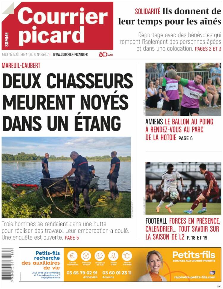 Portada de Courrier Picard (Francia)
