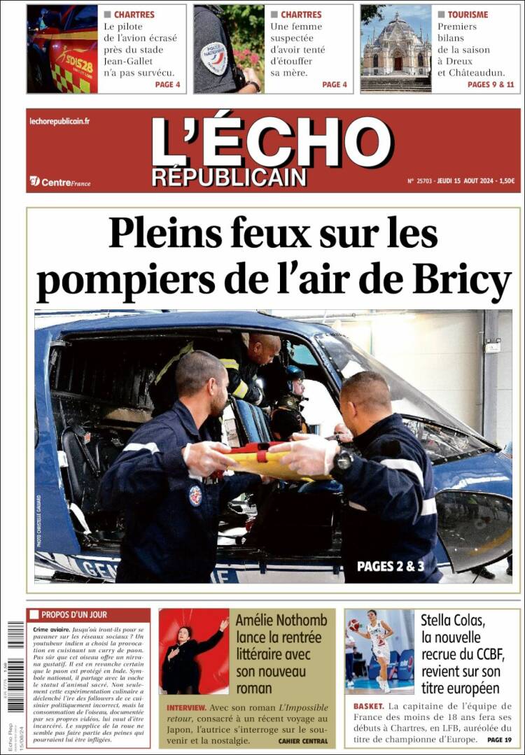 Portada de L'Echo Républicain (Francia)