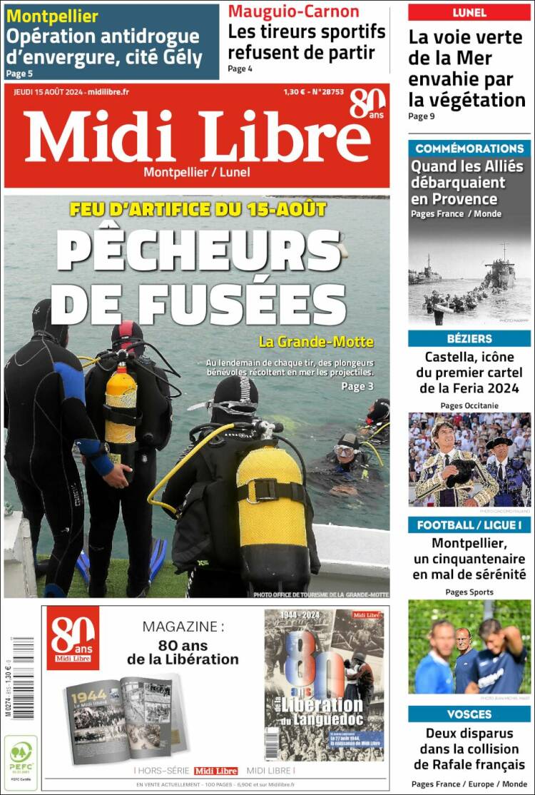 Portada de Midi Libre (Francia)
