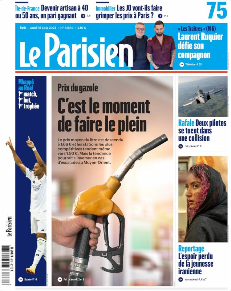 Portada de Le Parisien (Francia)