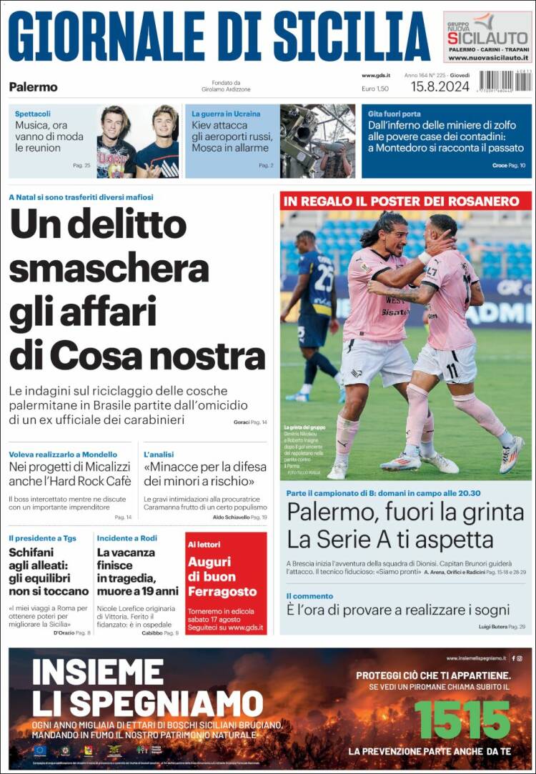 Portada de Giornale di Sicilia (Italia)