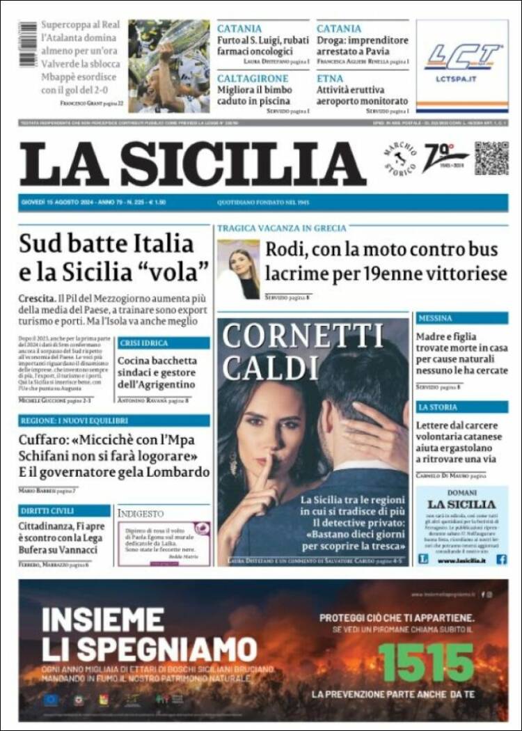 Portada de La Sicilia (Italia)