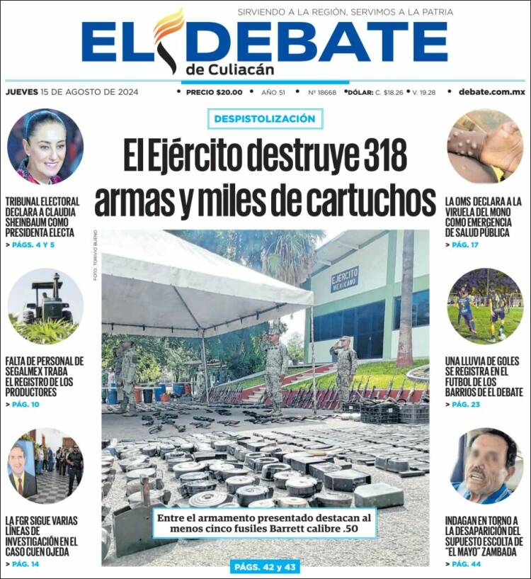 Portada de El Debate de Culiacán (M&eacute;xico)
