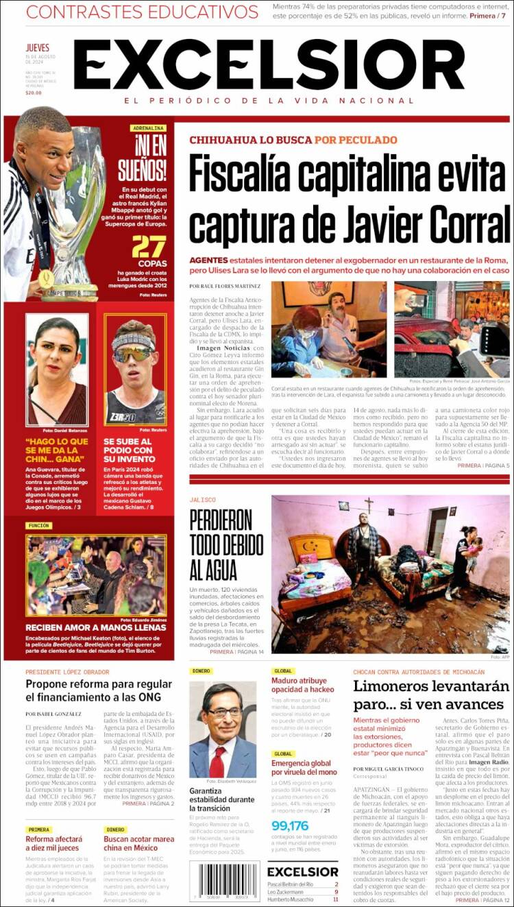 Portada de Excelsior (M&eacute;xico)