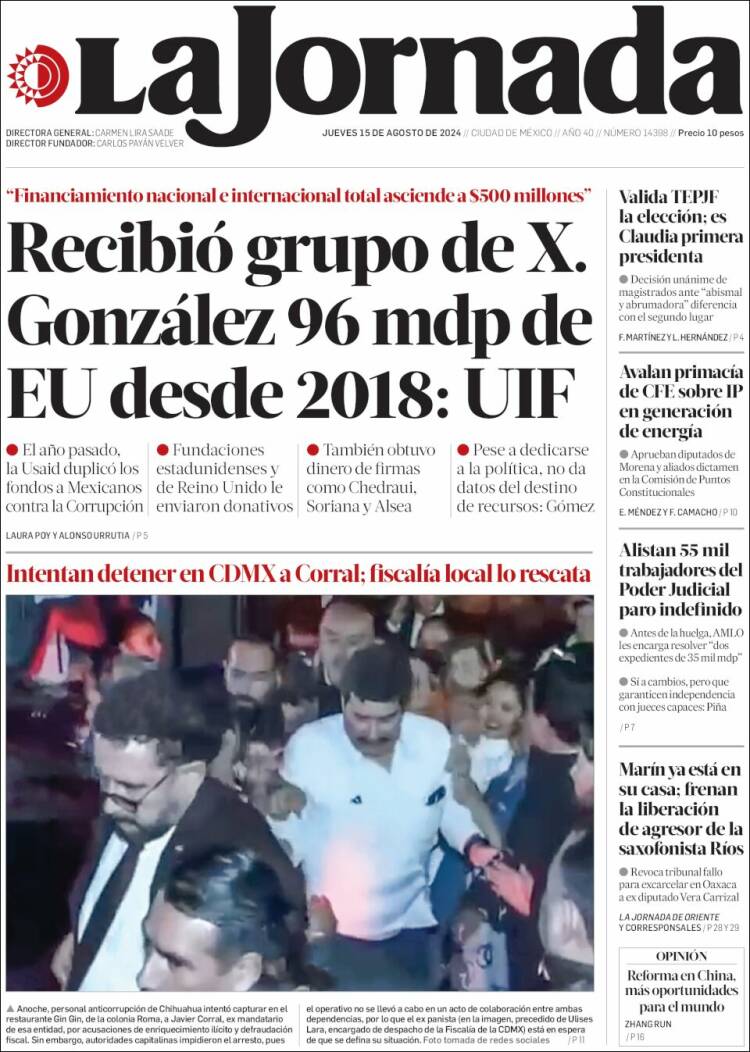 Portada de La Jornada (M&eacute;xico)