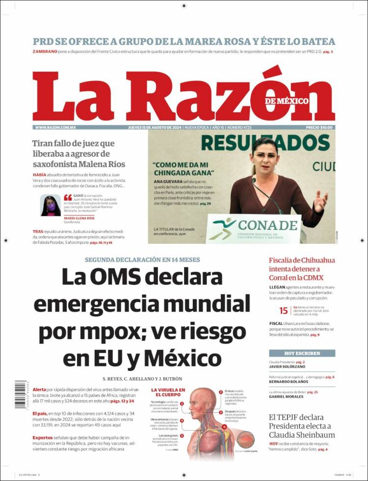 Portada de La Razón (M&eacute;xico)