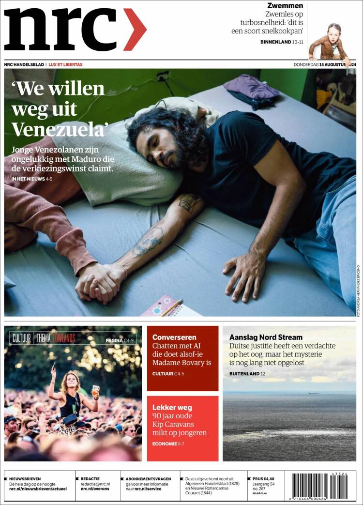 Portada de NRC Handelsblad (Pa&iacute;ses Bajos)