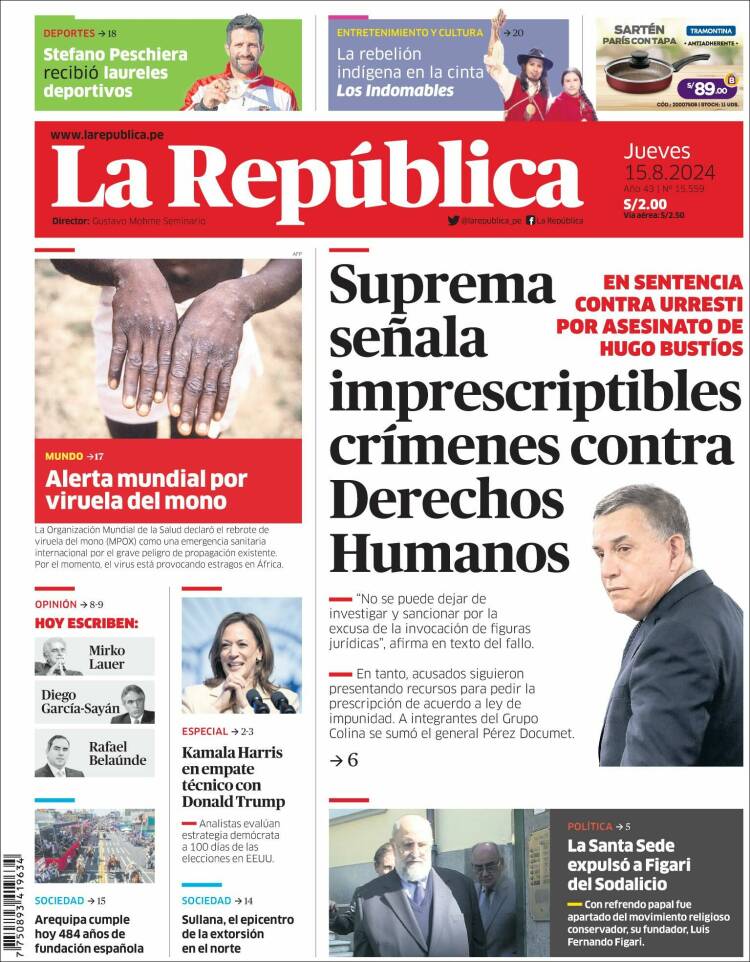 Portada de La Republica (Per&uacute;)
