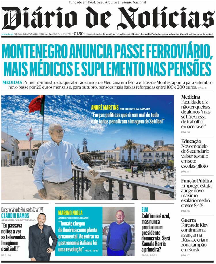 Portada de Diário de Noticias (Portugal)