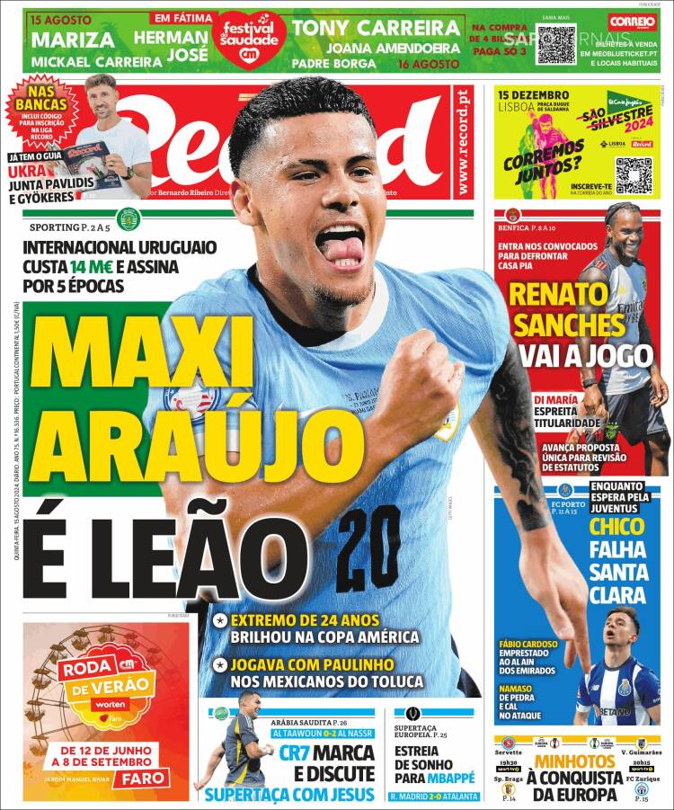 Portada de Jornal de Negócios (Portugal)