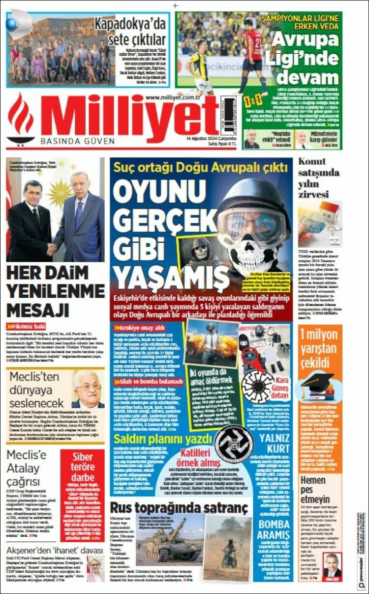 Portada de Milliyet (Turqu&iacute;a)