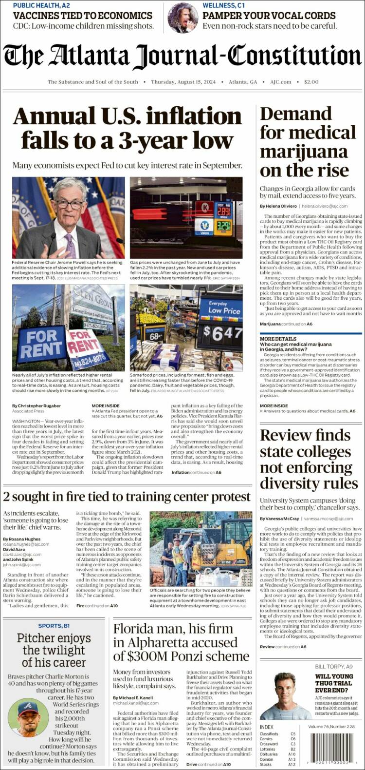 Portada de The Atlanta Journal-Constitution (USA)