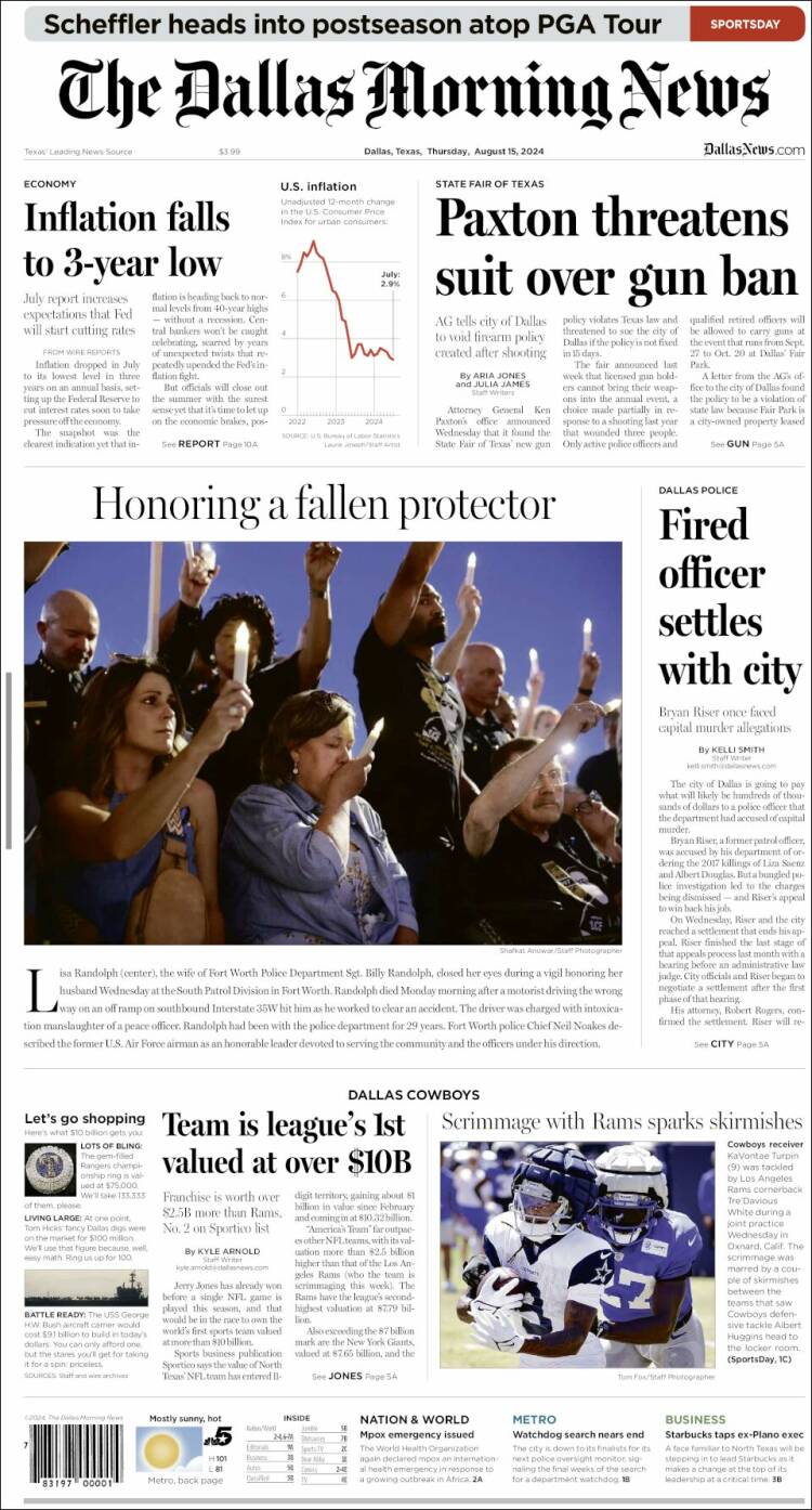 Portada de Dallas Morning News (USA)