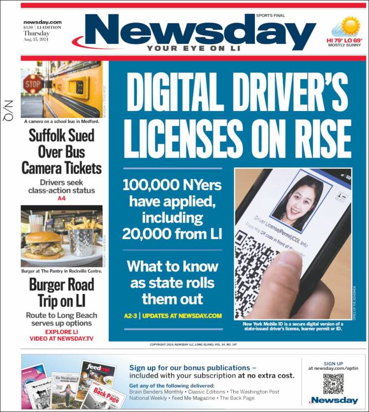 Portada de Newsday (USA)