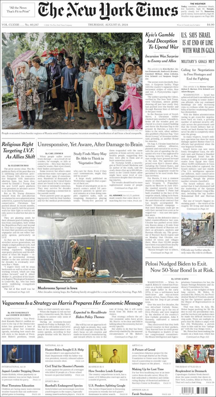 Portada de New York Times (USA)