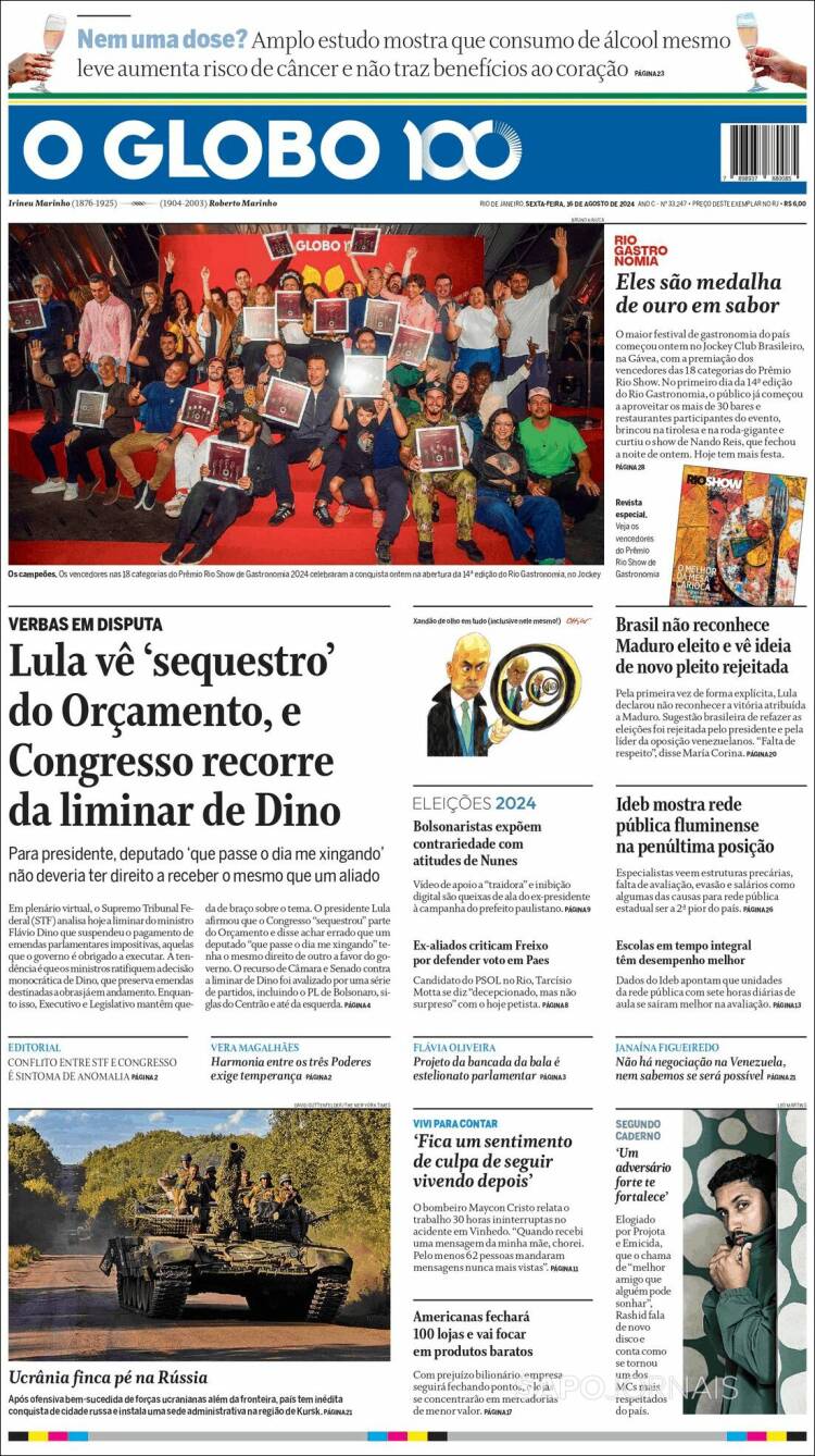 Portada de O Globo (Brasil)