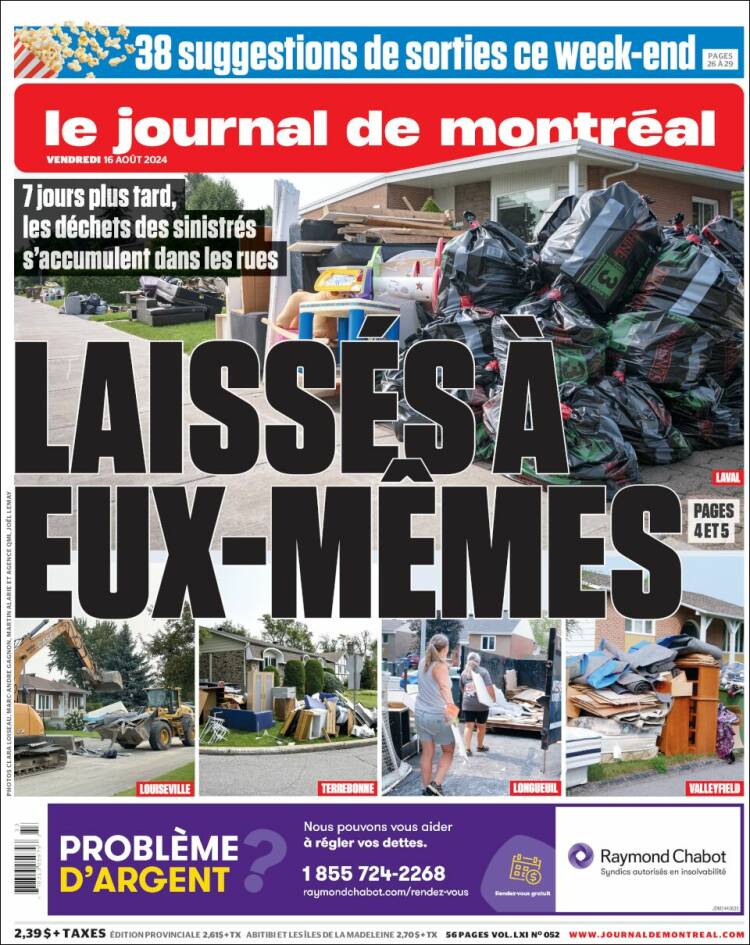 Portada de Le Journal de Montréal (Canadá)