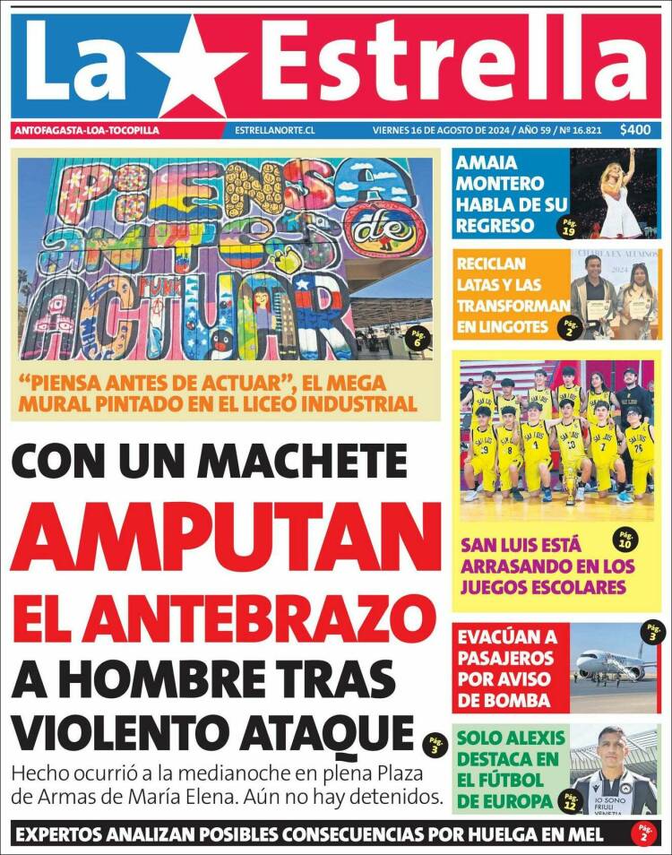 Portada de La Estrella de Tocopilla (Chile)