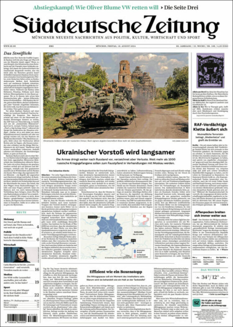 Portada de Sueddeutsche (Alemania)