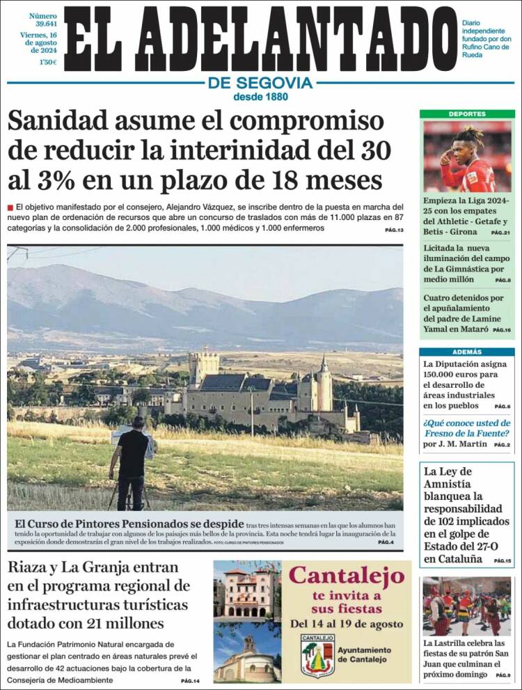 Portada de El Adelantado de Segovia (España)