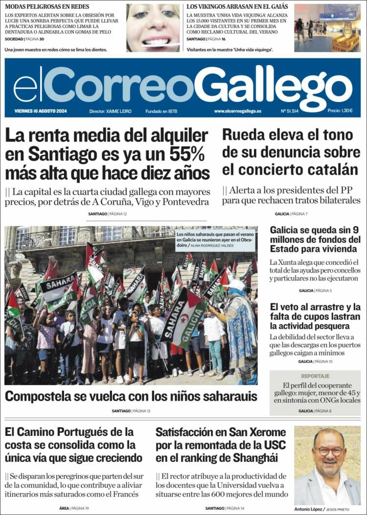 Portada de El Correo Gallego (España)