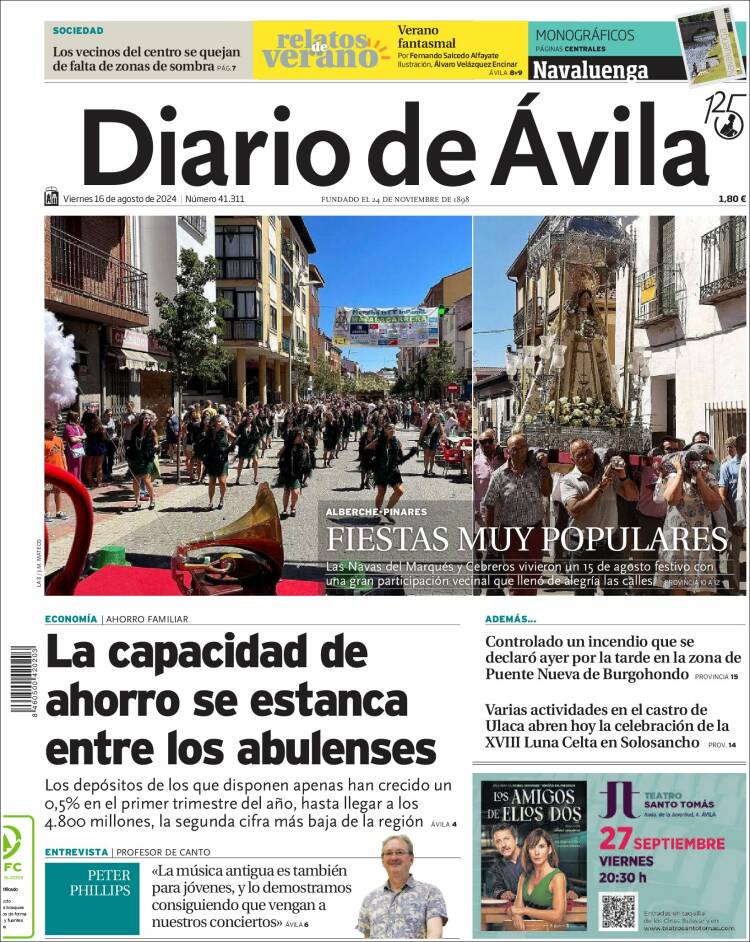 Portada de Diario de Ávila (España)