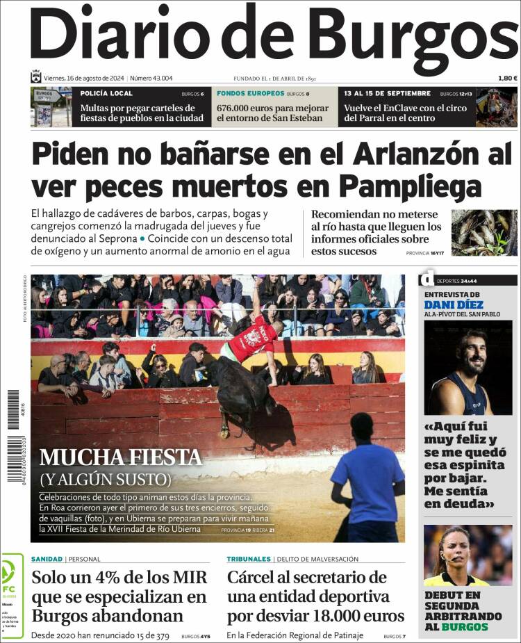 Portada de Diario de Burgos (España)