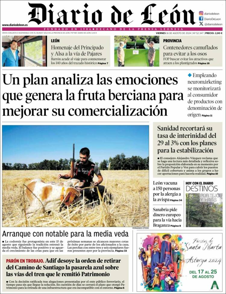 Portada de Diario de León (España)