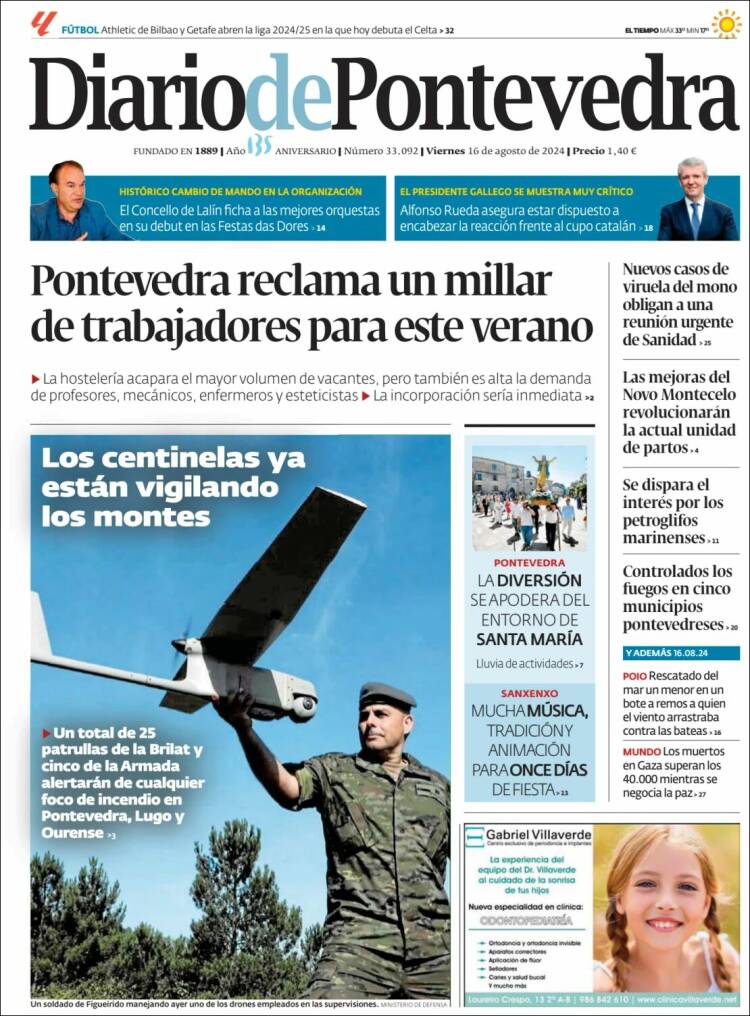 Portada de Diario de Pontevedra (España)