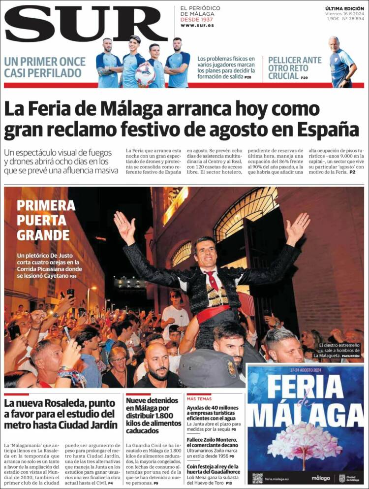 Portada de Diario el Sur (España)