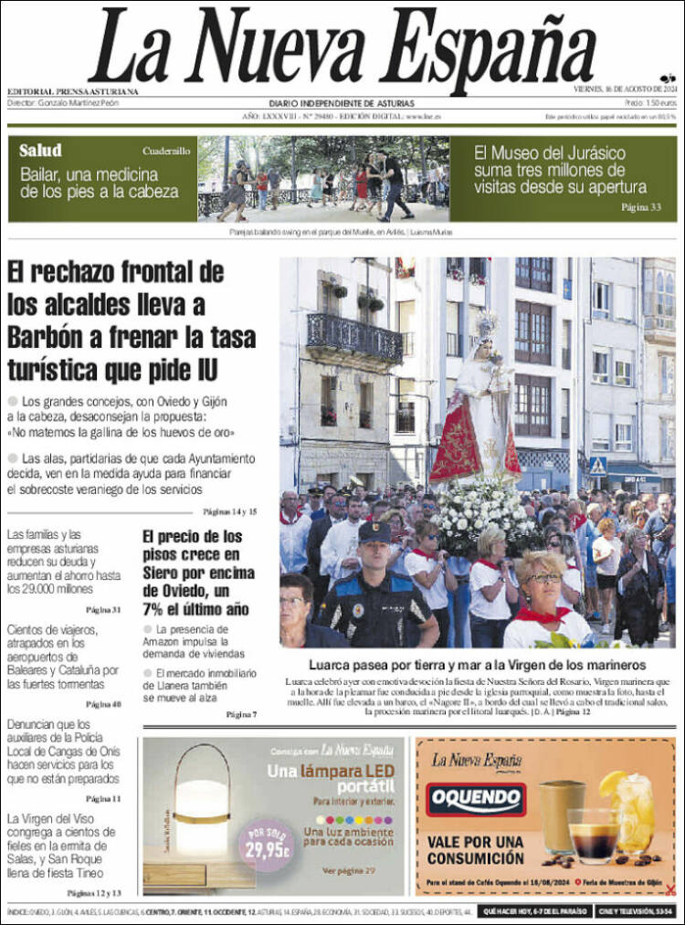 Portada de La Nueva España (España)