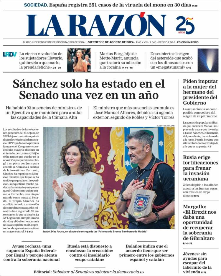 Portada de La Razón (España)