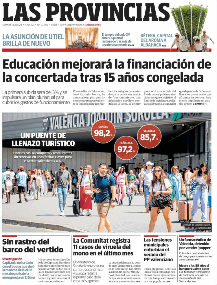 Portada de Las Provincias (España)