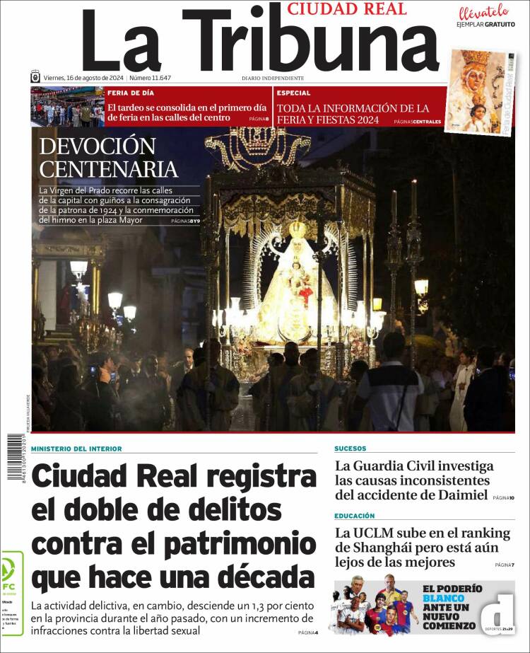 Portada de La Tribuna de Ciudad Real (España)