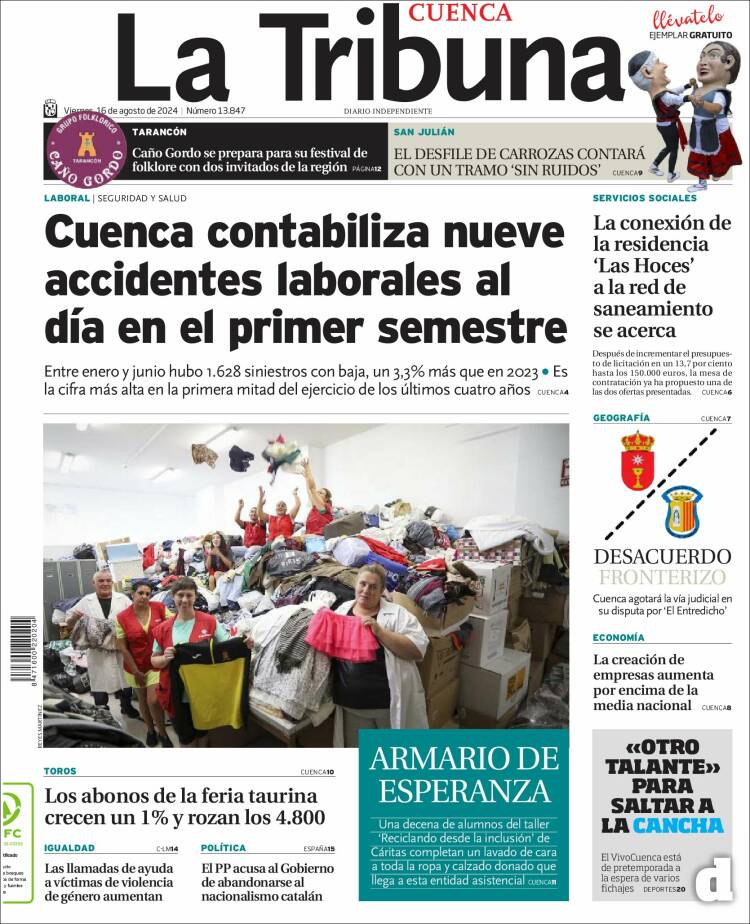 Portada de La Tribuna de Cuenca (España)