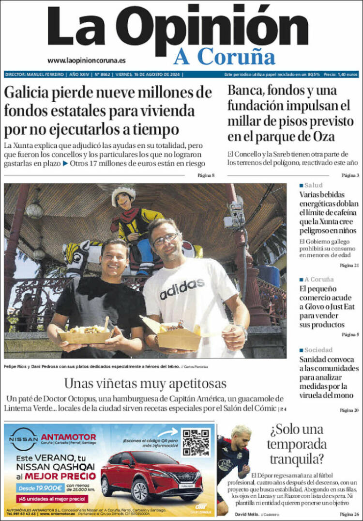 Portada de La Opinión de A Coruña (España)