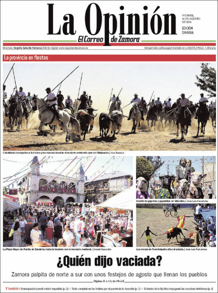 Portada de La Opinión - El Correo de Zamora (España)