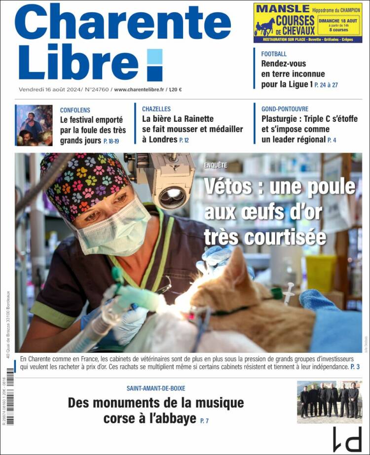 Portada de Charente Libre (Francia)