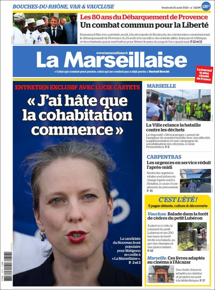 Portada de La Marseillaise (Francia)
