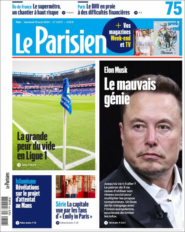 Portada de Le Parisien (Francia)