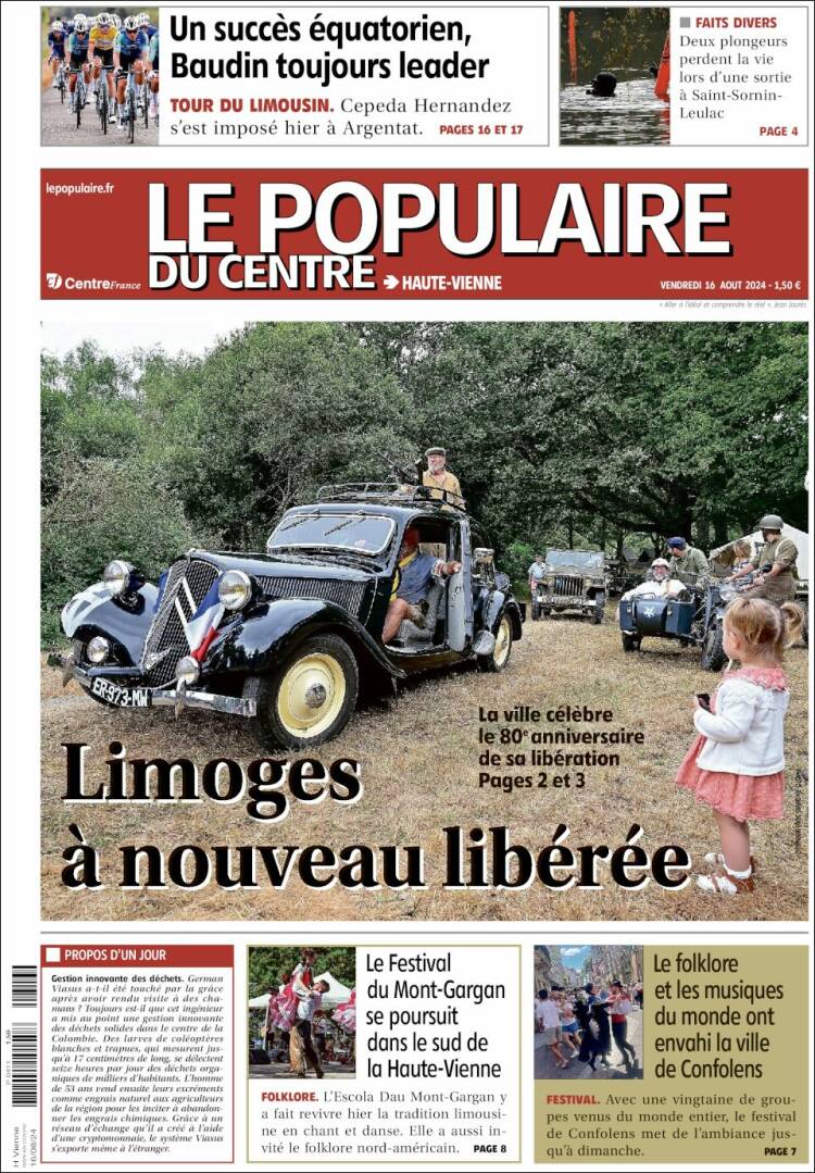Portada de Le Populaire du Centre (Francia)