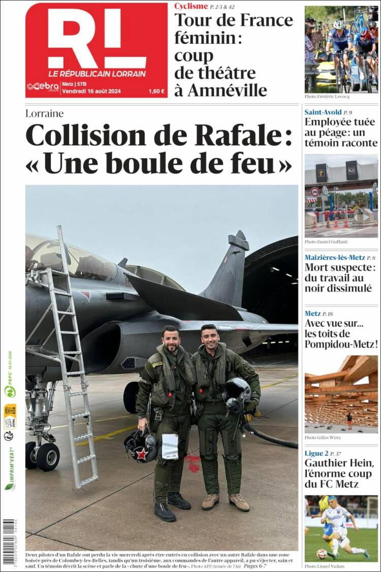 Portada de Le Republicain Lorrain (Francia)