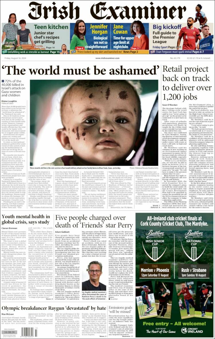 Portada de Irish Examiner (Irlanda)