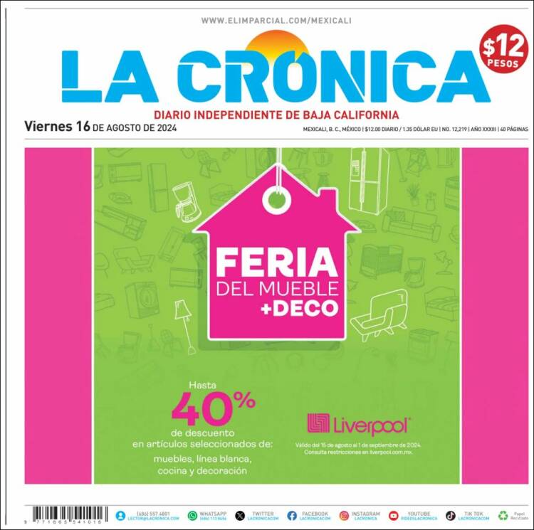 Portada de La Crónica de Baja California (México)