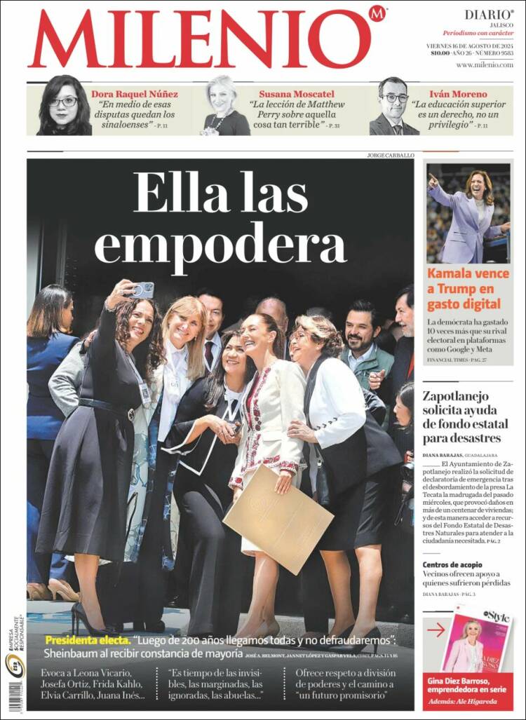 Portada de Milenio - Jalisco (México)