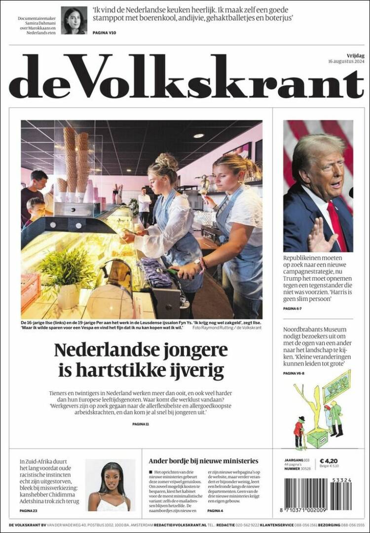 Portada de De Volkskrant (Pa&iacute;ses Bajos)