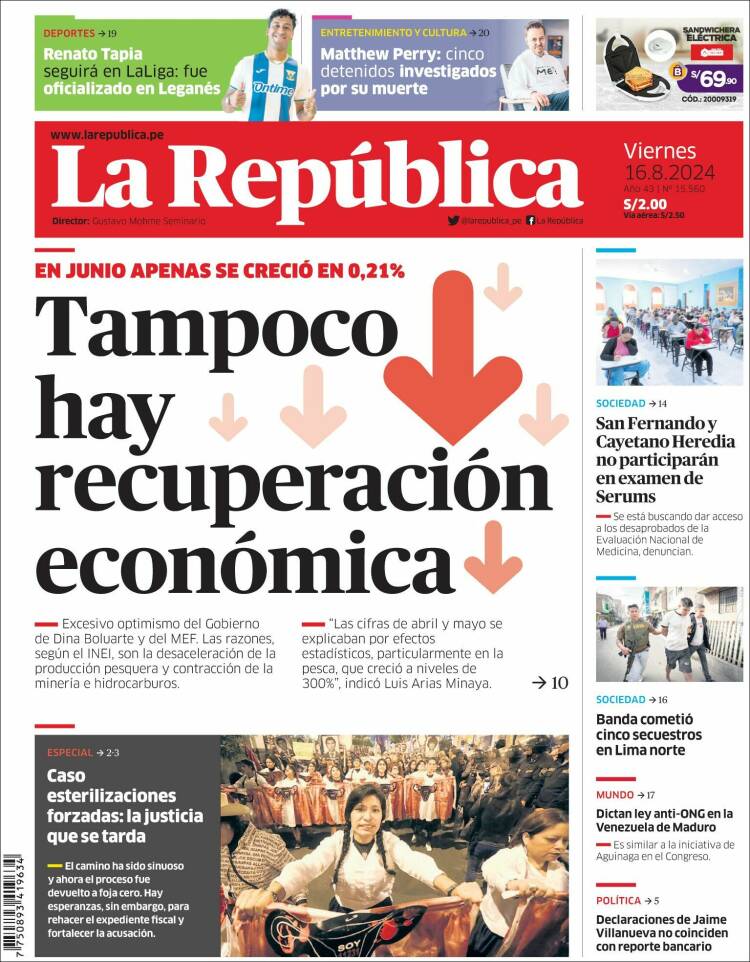 Portada de La Republica (Per&uacute;)