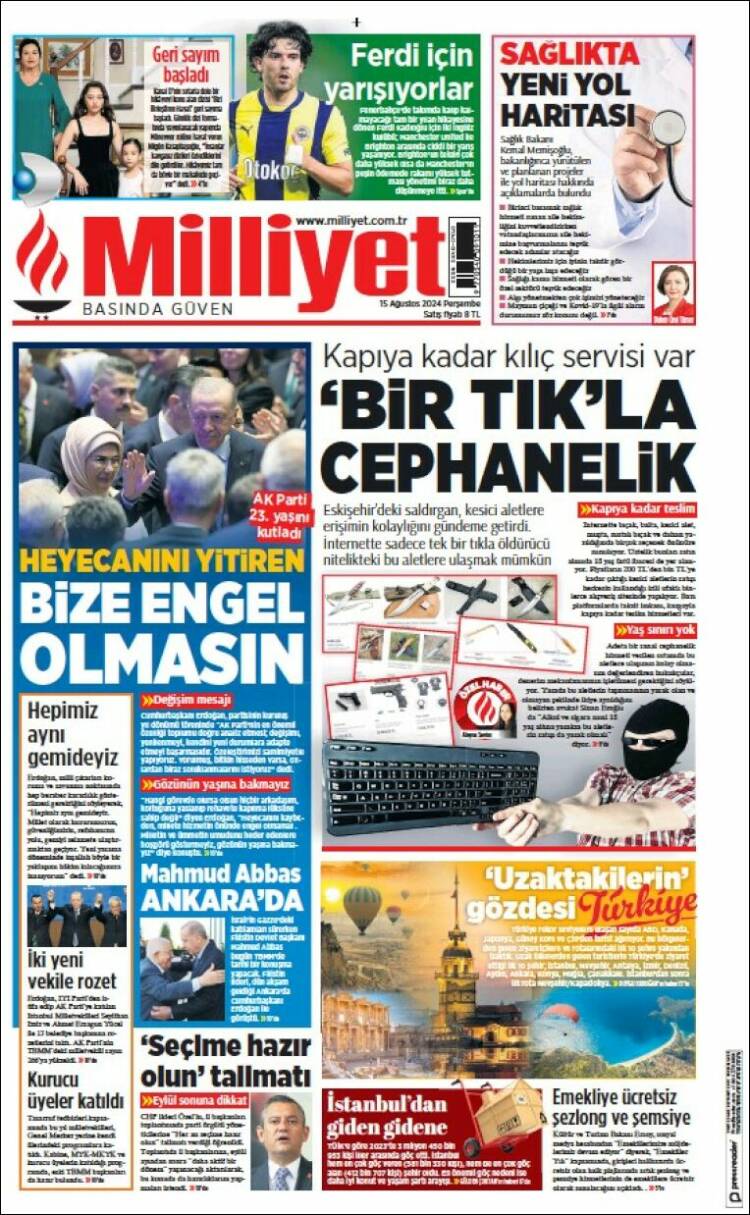 Portada de Milliyet (Turqu&iacute;a)
