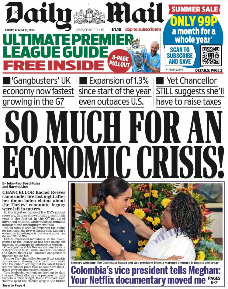 Portada de Daily Mail (Reino Unido)